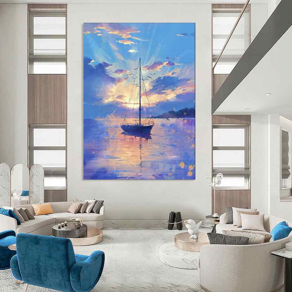 evening coastal abstract painting design 3